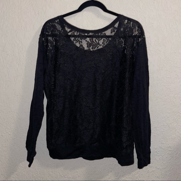 No Boundaries XXL Lace Back Black Long Sleeve - Picture 2 of 9